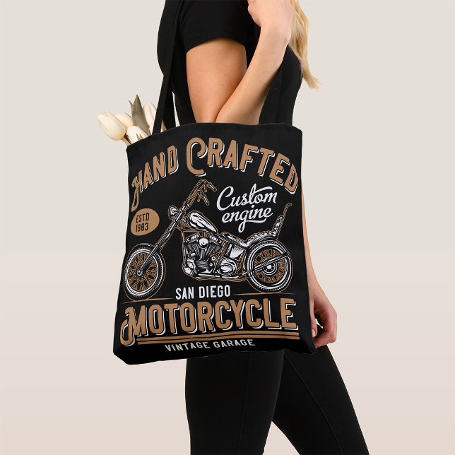 Vintage Hand Crafted Motorcycle Custom Design Tote Bag (Creator Uploaded)