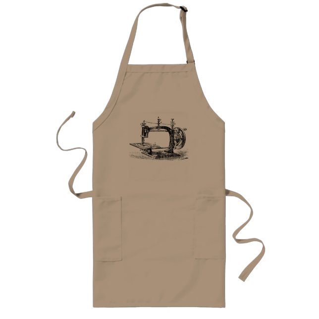 Vintage Hand Crank Sewing Machine Long Apron (Front)