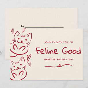 Vintage Hand drawn Cats Feline Good With You Holiday Card