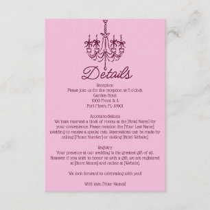 Vintage Hand Drawn Chandelier Wedding Details Enclosure Card