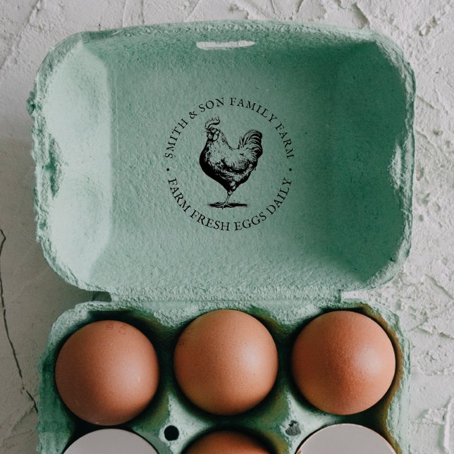 Vintage Hand-drawn Chicken Egg Personalised Rubber Stamp (Creator Uploaded)