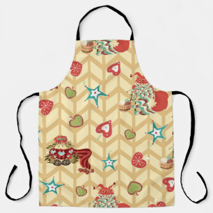 Vintage hand drawn christmas seamless pattern vint apron