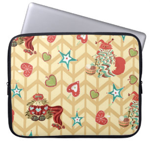 Vintage hand drawn christmas seamless pattern vint laptop sleeve