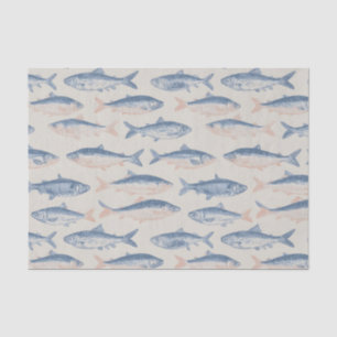 Vintage Hand-Drawn Fish Seamless Pattern Tissue Paper