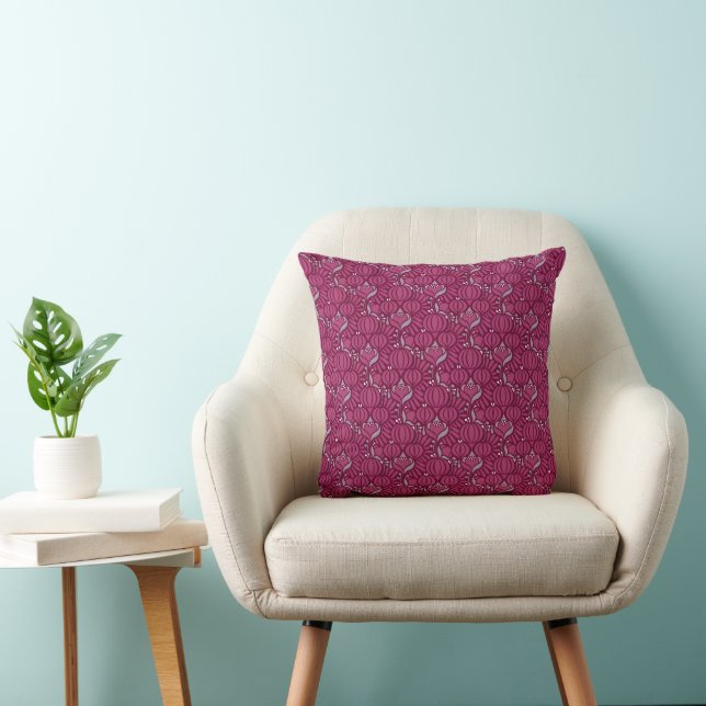 Vintage Hand Drawn Floral Damask Pattern Cushion (Chair)