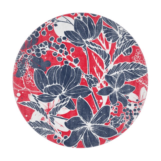 Vintage Hand-Drawn Flowers, Elegant Pattern. Cutting Board (Front)