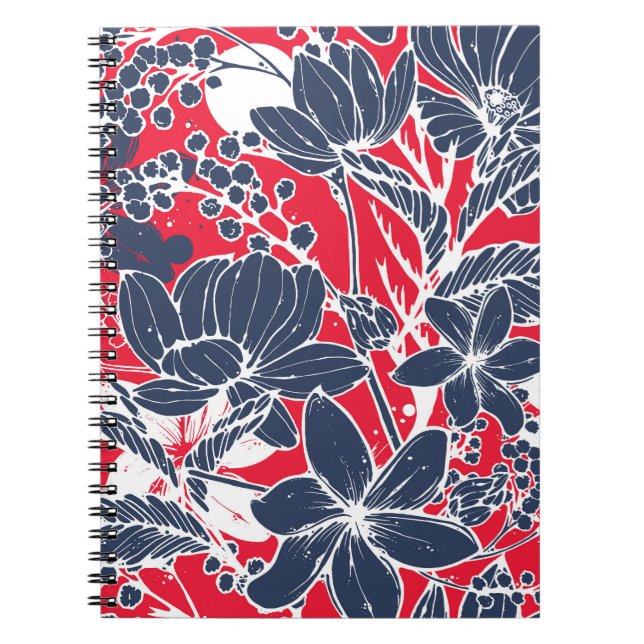 Vintage Hand-Drawn Flowers, Elegant Pattern. Notebook (Front)