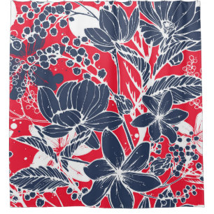 Vintage Hand-Drawn Flowers, Elegant Pattern. Shower Curtain