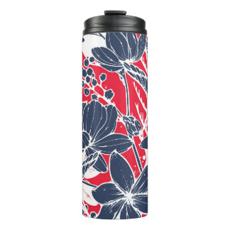 Vintage Hand-Drawn Flowers, Elegant Pattern. Thermal Tumbler