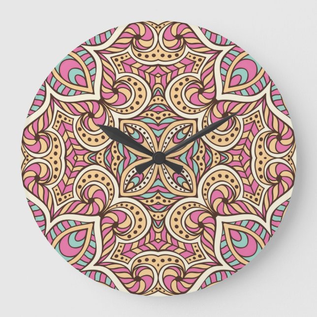 Vintage Hand Drawn Islam Pattern Large Clock (Front)