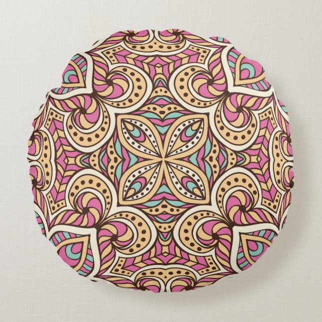 Vintage Hand Drawn Islam Pattern Round Cushion (Front)