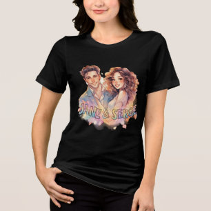 Vintage Hand-Drawn "JANE & SERGE" Colourful Artist Tri-Blend Shirt