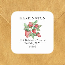Vintage Hand-Drawn Red Strawberry Return Address