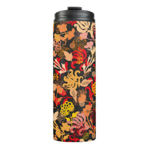 Vintage hand drawn seamless floral pattern thermal tumbler