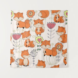 vintage hand drawn seamless pattern. Cute cartoon  Tapestry