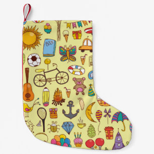 vintage hand drawn seamless pattern with doodle ki small christmas stocking
