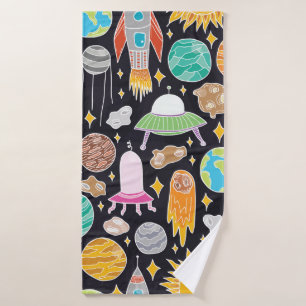 Vintage hand drawn seamless pattern with doodle sp bath towel