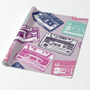 vintage hand-drawn seamless pattern with old audio wrapping paper