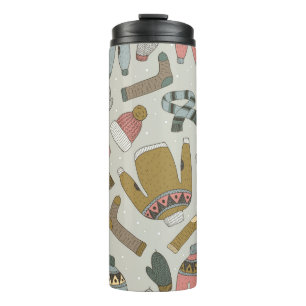 vintage hand drawn seamless pattern with  thermal tumbler