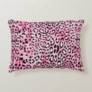 Vintage hand drawn seamless pink white colour leop decorative cushion