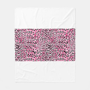 Vintage hand drawn seamless pink white colour leop fleece blanket