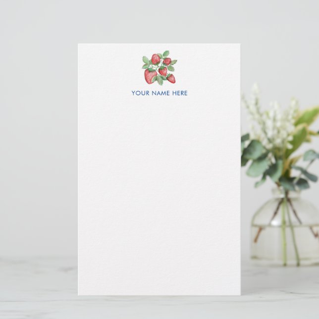 Vintage Hand-Drawn Strawberries Colourful Stationery (Standing Front)