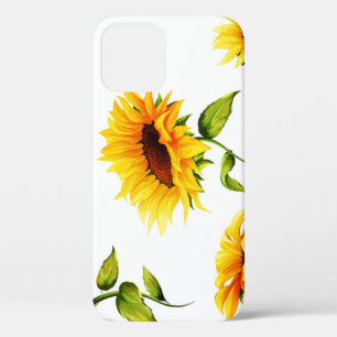 Vintage Hand-Drawn Sunflower Watercolor iPhone 12 Case