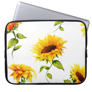 Vintage Hand-Drawn Sunflower Watercolor Laptop Sleeve