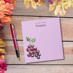 Vintage Hand-Drawn Watercolor Grapes Plum Purple Notepad