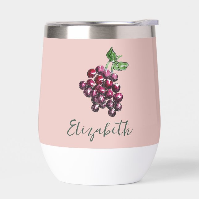 Vintage Hand-Illustrated Vineyard Theme Blush Pink (Left)