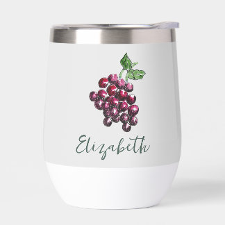 Vintage Hand-Illustrated Vineyard Theme Silver Red