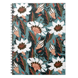 Vintage hand painted floral pattern with flower on notebook