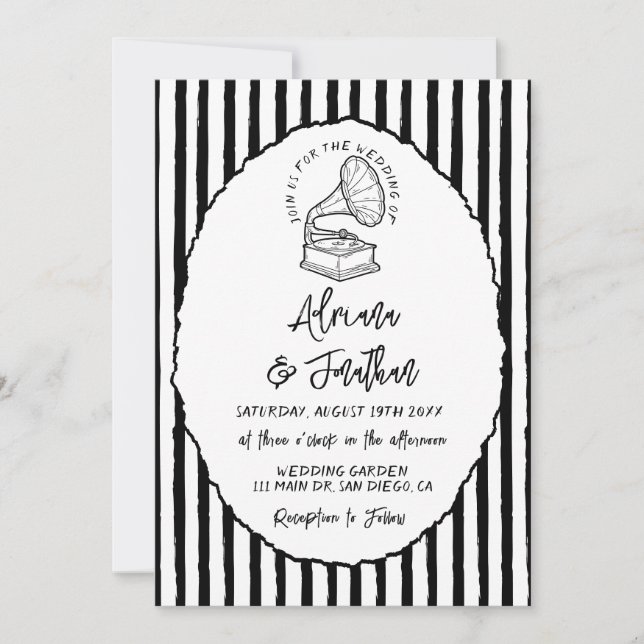 Vintage Hand Painted Wedding Invitation (Front)