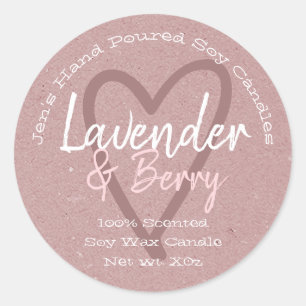 Vintage Hand Poured Candle Label Lilac Kraft Paper