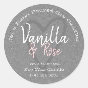 Vintage Hand Poured Candle Labels Grey Kraft Paper
