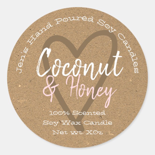Vintage Hand Poured Soy Candles Labels Kraft Paper (Front)