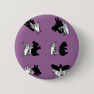 Vintage Hand Puppet Shadow Games 6 Cm Round Badge