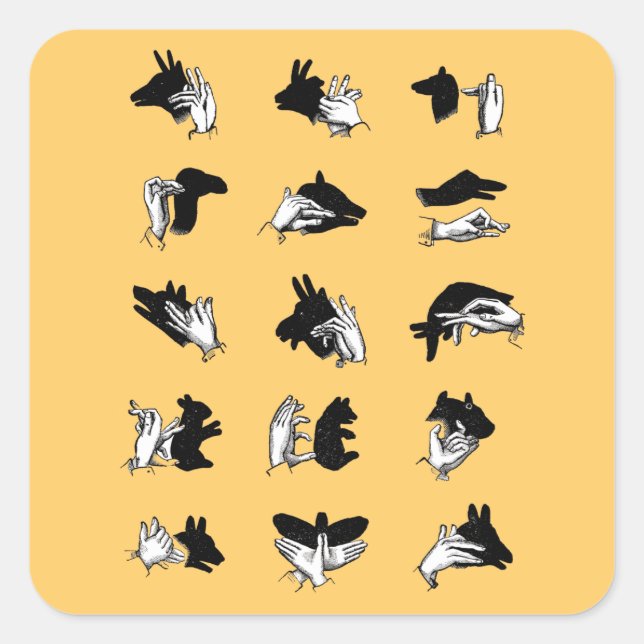 Vintage Hand Puppet Shadow Games Square Sticker (Front)