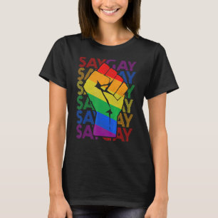 Vintage Hand Say Gay Lgbtq Proud Gay Pride Month T-Shirt