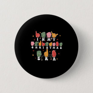 Vintage Hand Sign Language Christmas Asl Teacher  6 Cm Round Badge