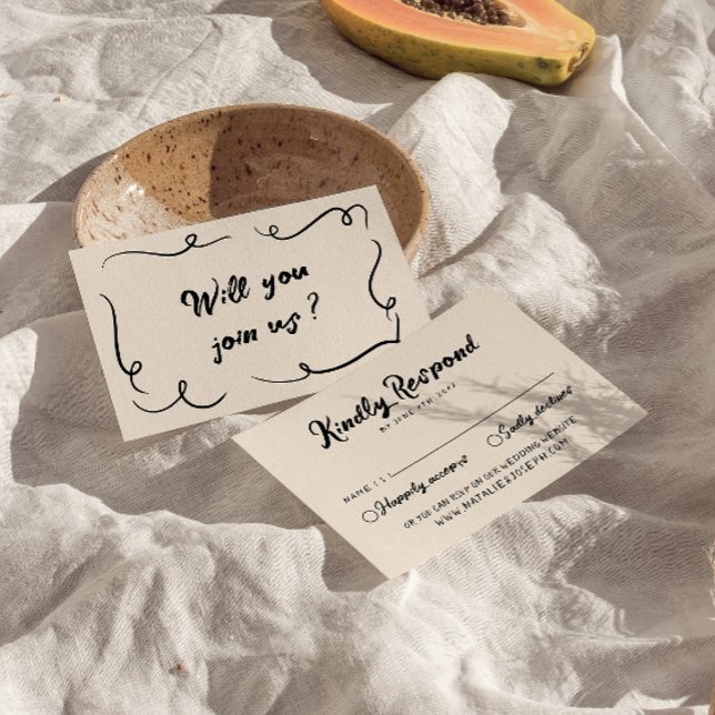 Vintage Hand Written Unique Modern Wedding RSVP Card (Creator Uploaded)