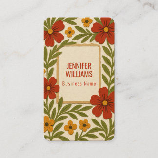 Vintage Handcrafted Botanical Floral Business Card