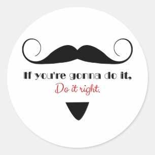 Vintage Handlebar Moustache Masculine Stache Classic Round Sticker