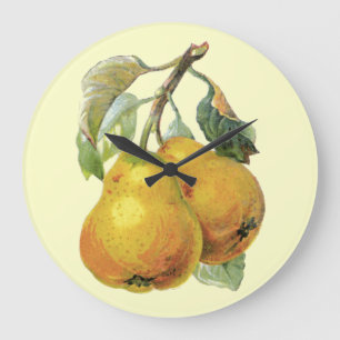 Vintage Handpainted Pears - French Country Decor Large Clock