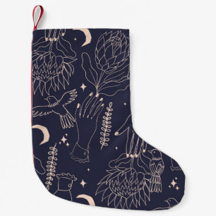 Vintage Hands and Birds: Artistic Pattern Small Christmas Stocking