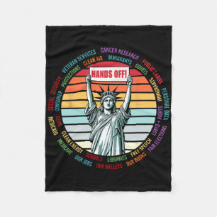 Vintage Hands Off Protest Anti Trump  Fleece Blanket
