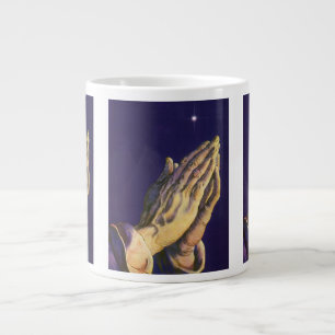 Vintage Hands Praying with Star of Bethlehem Large Coffee Mug