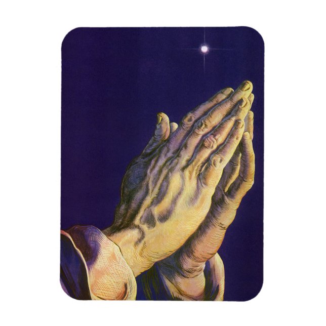 Vintage Hands Praying with Star of Bethlehem Magnet (Vertical)