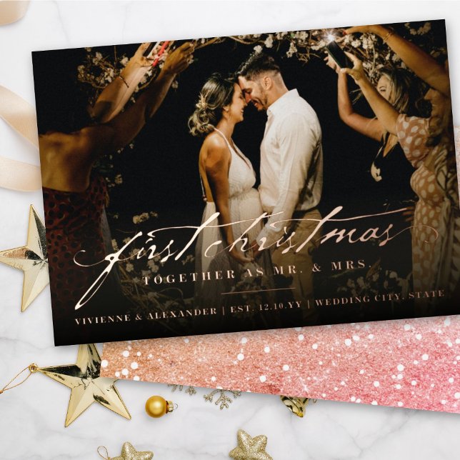Vintage Handwriting First Christmas Photo Wedding (Creator Uploaded)