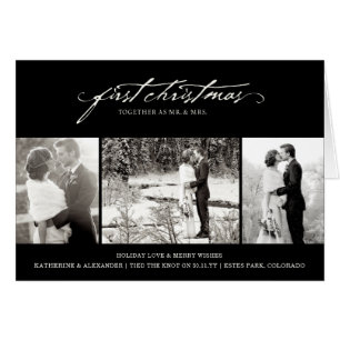 Vintage Handwriting First Christmas Photo Wedding 